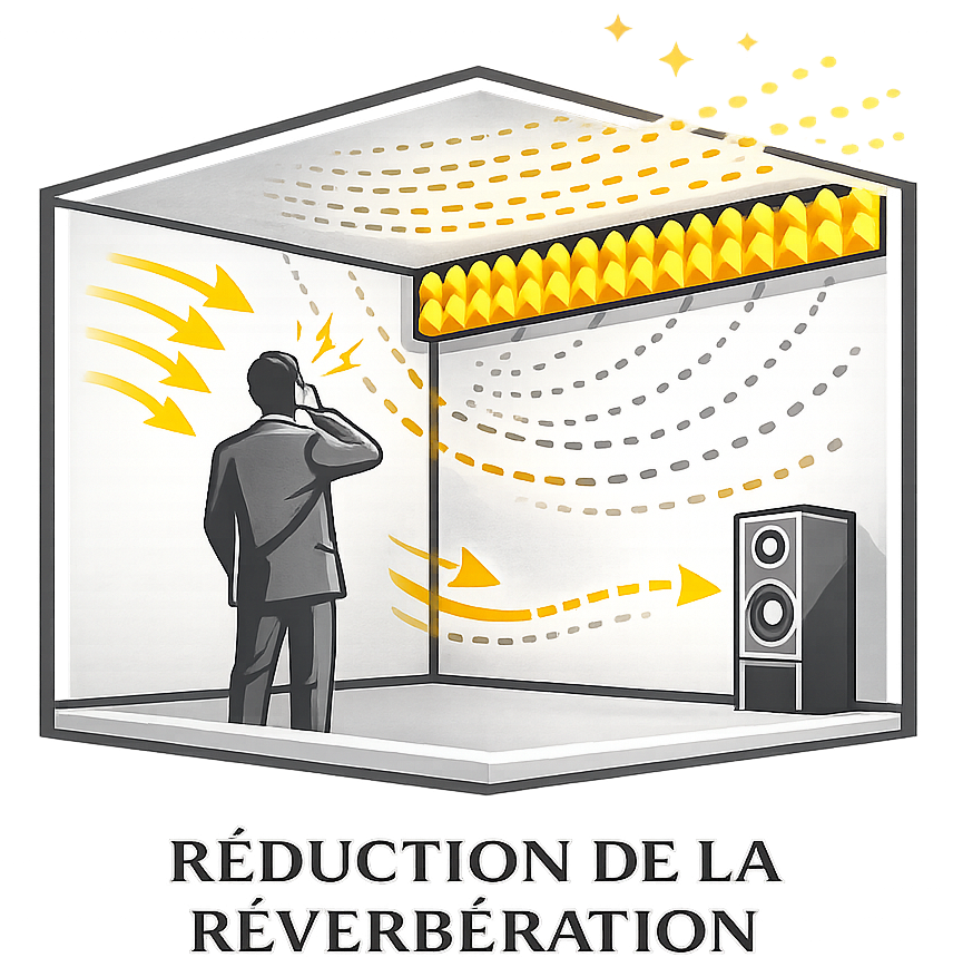 Réduction de la réverbération et de l'écho par flocage acoustique